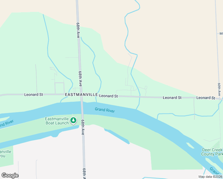 map of restaurants, bars, coffee shops, grocery stores, and more near 6633 Leonard Street in Coopersville