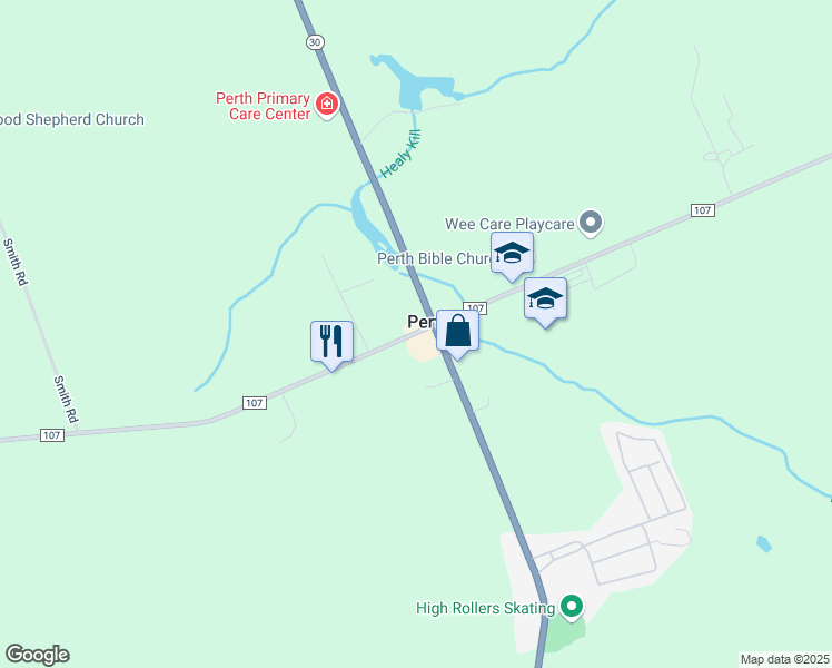 map of restaurants, bars, coffee shops, grocery stores, and more near 1870 County Highway 107 in Amsterdam