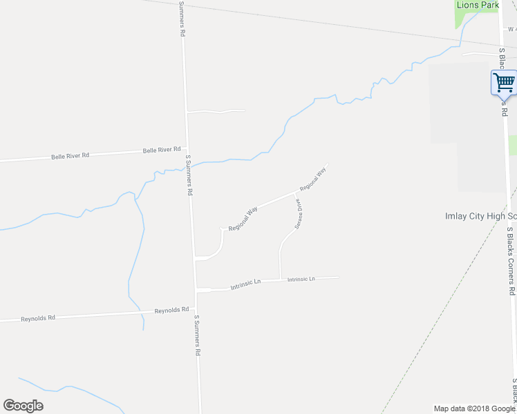 map of restaurants, bars, coffee shops, grocery stores, and more near Regional Way in Imlay City
