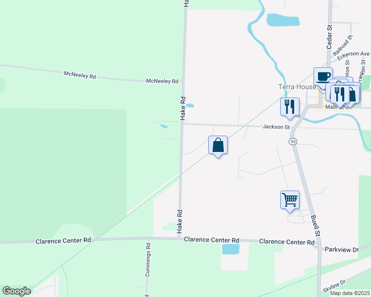 map of restaurants, bars, coffee shops, grocery stores, and more near 3 Brodies Way in Akron