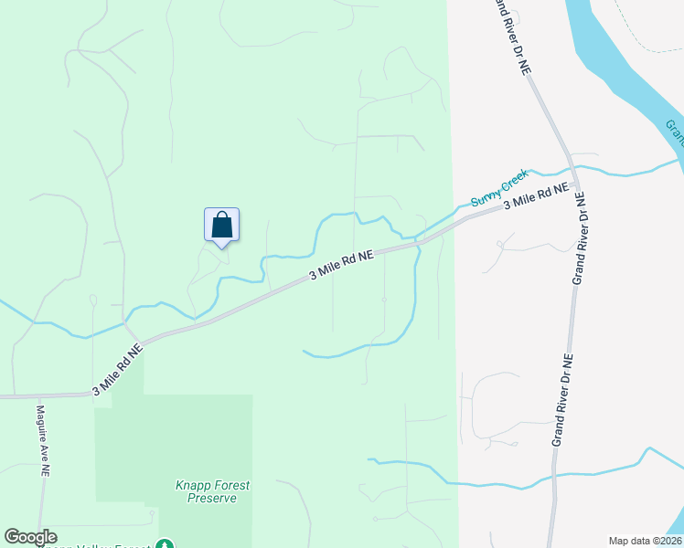 map of restaurants, bars, coffee shops, grocery stores, and more near 4532 3 Mile Road Northeast in Grand Rapids
