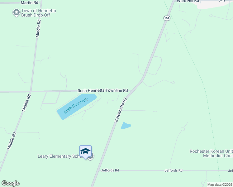 map of restaurants, bars, coffee shops, grocery stores, and more near 16 Aprille Lane in Rush