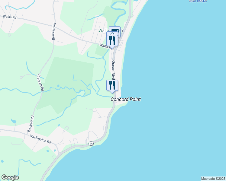 map of restaurants, bars, coffee shops, grocery stores, and more near 1313 Ocean Boulevard in Rye