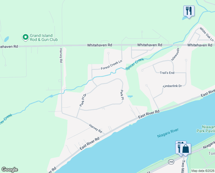 map of restaurants, bars, coffee shops, grocery stores, and more near 303 Park Place in Grand Island