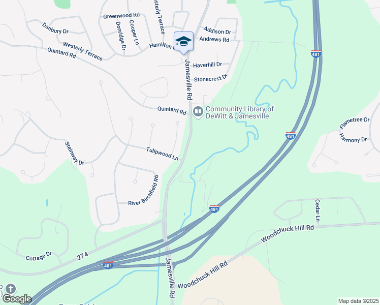 map of restaurants, bars, coffee shops, grocery stores, and more near 5104 Jamesville Road in Jamesville