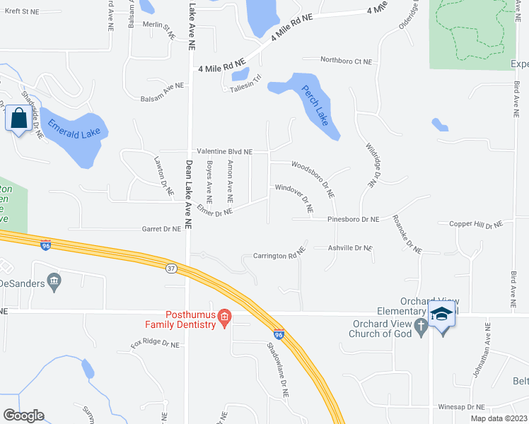 map of restaurants, bars, coffee shops, grocery stores, and more near 3029 Maryland Avenue Northeast in Grand Rapids