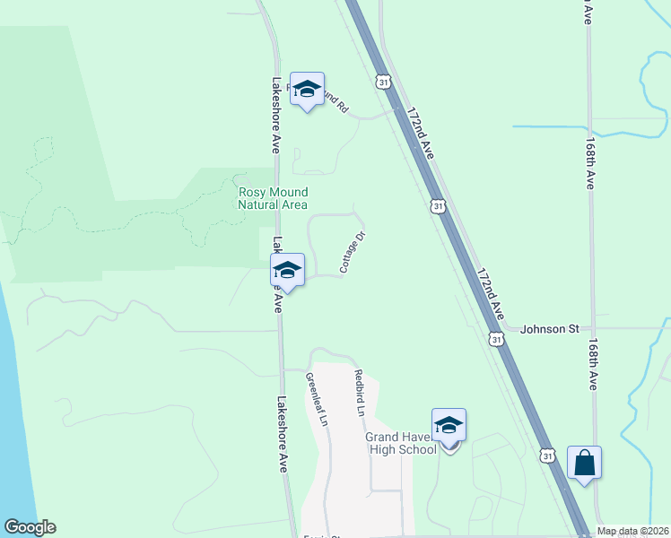 map of restaurants, bars, coffee shops, grocery stores, and more near 13751 Cottage Drive in Grand Haven