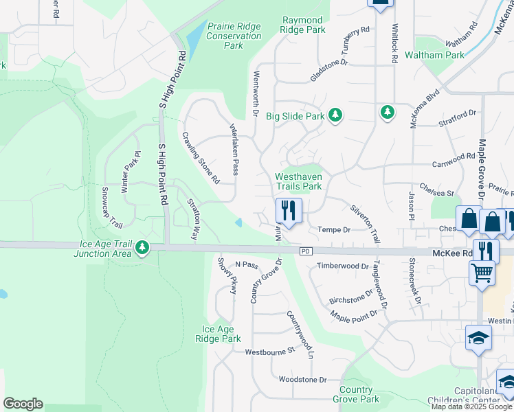 map of restaurants, bars, coffee shops, grocery stores, and more near 3156 Muir Field Road in Madison