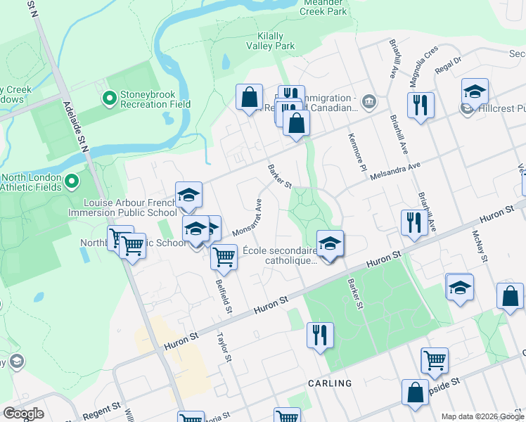 map of restaurants, bars, coffee shops, grocery stores, and more near 771 Monsarrat Avenue in London