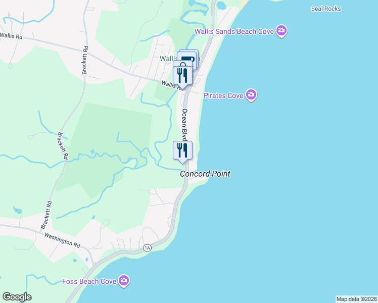 map of restaurants, bars, coffee shops, grocery stores, and more near 1285 Ocean Boulevard in Rye