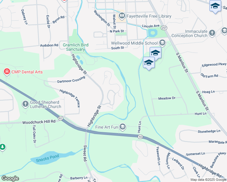 map of restaurants, bars, coffee shops, grocery stores, and more near 32 Wild Wood Ridge in Fayetteville