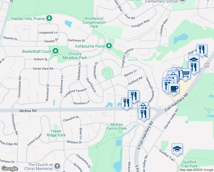 map of restaurants, bars, coffee shops, grocery stores, and more near 5647 Longford Terrace in Fitchburg