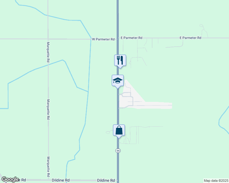 map of restaurants, bars, coffee shops, grocery stores, and more near 2103 North State Road in Ionia