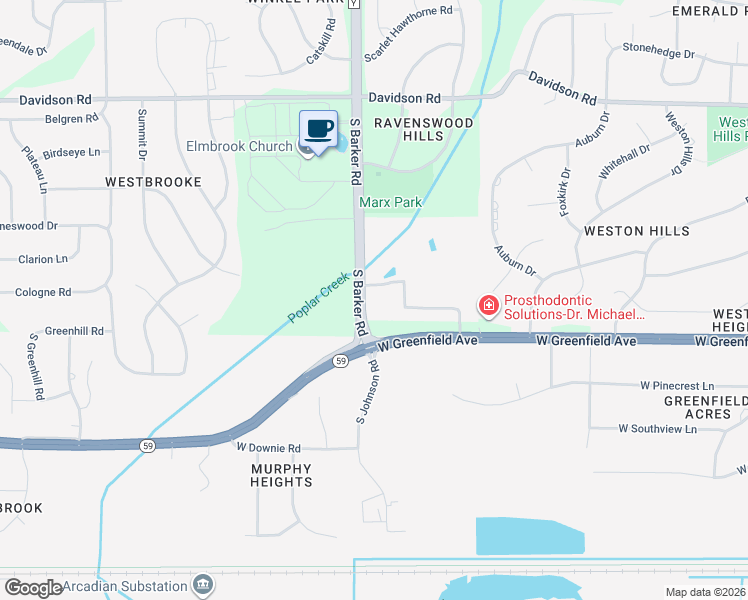 map of restaurants, bars, coffee shops, grocery stores, and more near 20315 Sutter Creek Drive in Brookfield