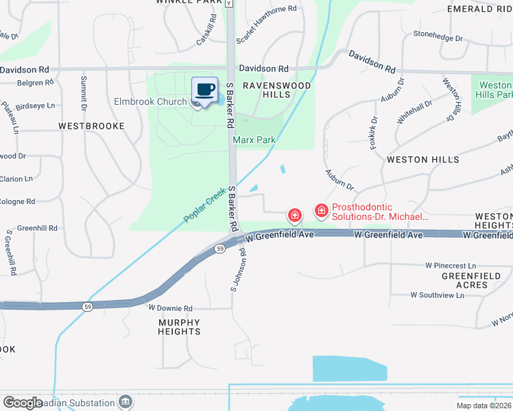 map of restaurants, bars, coffee shops, grocery stores, and more near 20315 Sutter Creek Drive in Brookfield
