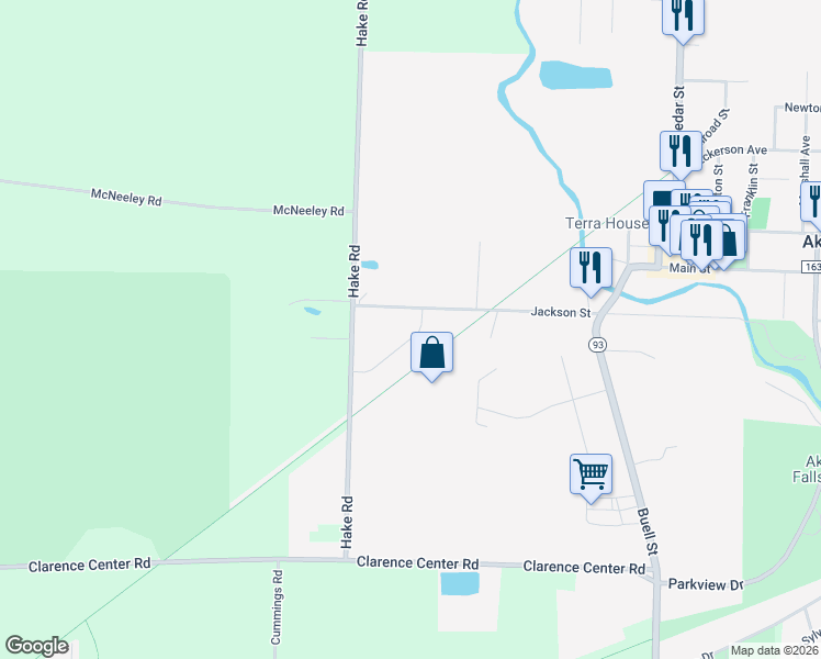 map of restaurants, bars, coffee shops, grocery stores, and more near 18 Brodies Way in Akron