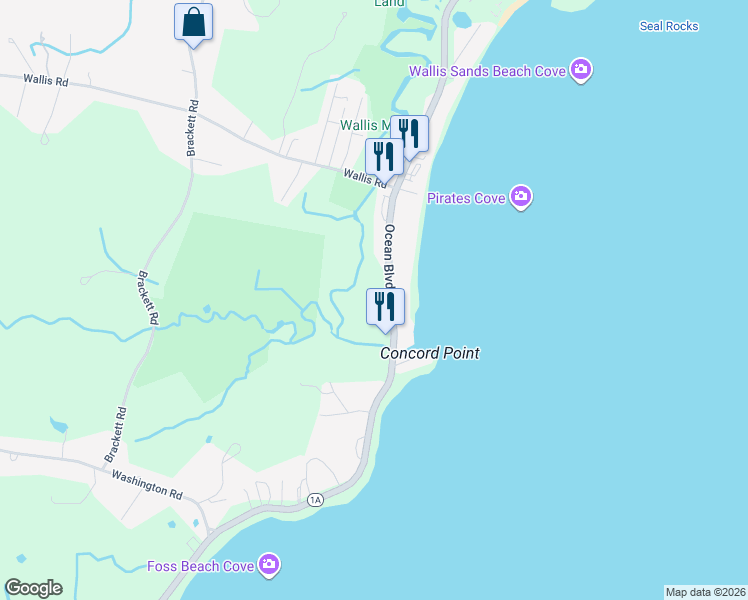 map of restaurants, bars, coffee shops, grocery stores, and more near 1285 Ocean Boulevard in Rye
