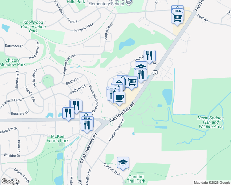 map of restaurants, bars, coffee shops, grocery stores, and more near 2981 Cahill Main in Fitchburg