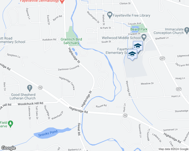 map of restaurants, bars, coffee shops, grocery stores, and more near 5110 Highbridge Street in Fayetteville