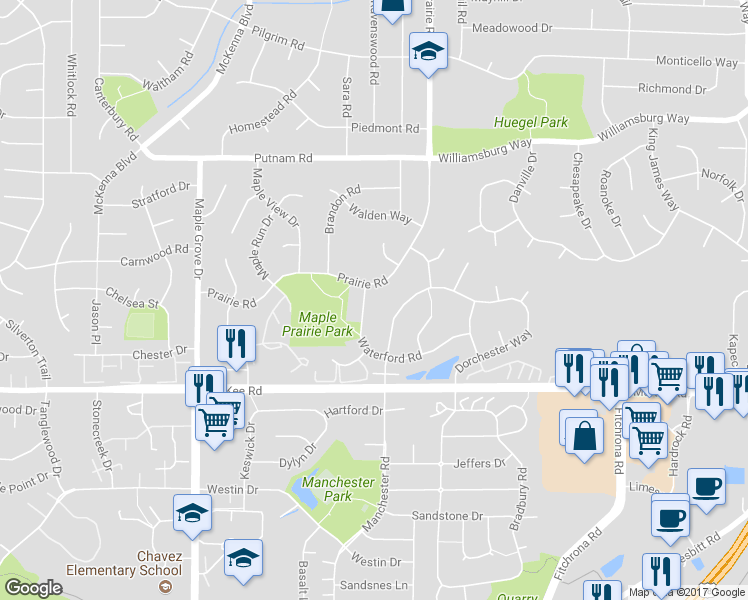 map of restaurants, bars, coffee shops, grocery stores, and more near 6334 Waterford Road in Madison