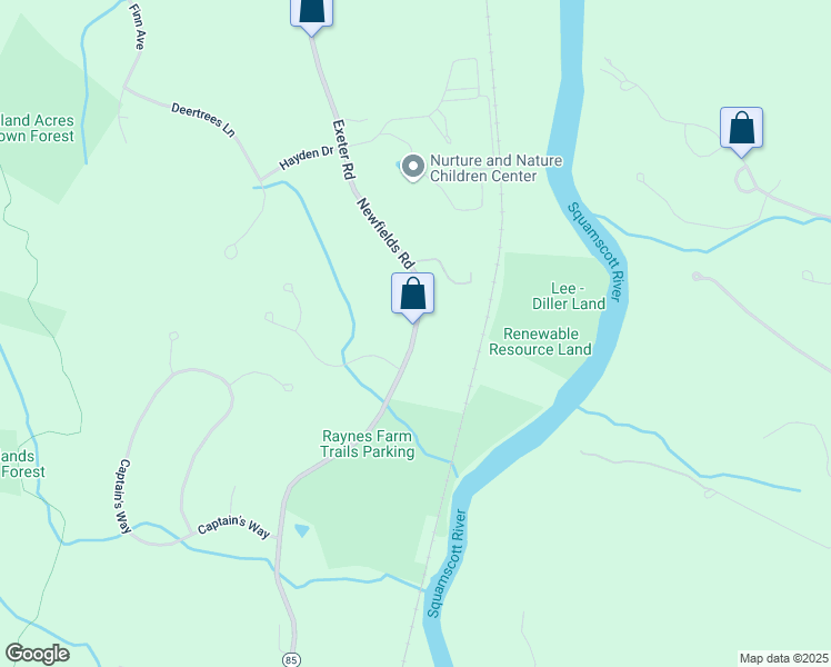 map of restaurants, bars, coffee shops, grocery stores, and more near 79 Newfields Road in Exeter