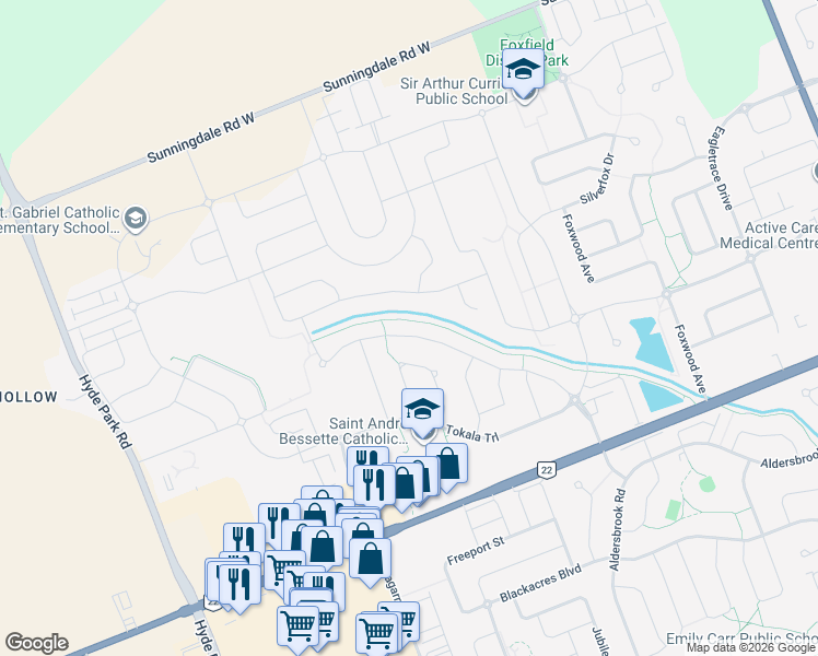 map of restaurants, bars, coffee shops, grocery stores, and more near 2090 Wateroak Drive in London