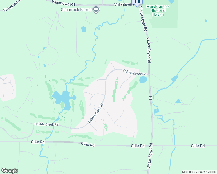 map of restaurants, bars, coffee shops, grocery stores, and more near 47 Cobble Creek Road in Victor