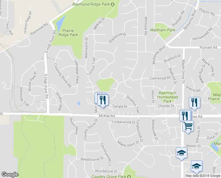 map of restaurants, bars, coffee shops, grocery stores, and more near 10 Bahr Circle in Madison