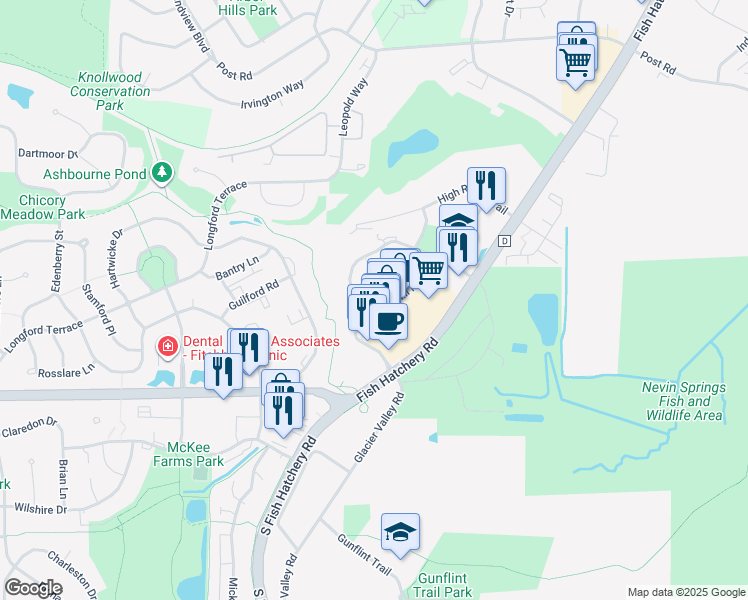 map of restaurants, bars, coffee shops, grocery stores, and more near 2981 Cahill Main in Fitchburg