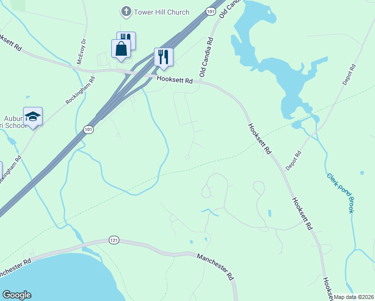 map of restaurants, bars, coffee shops, grocery stores, and more near 146 Forest Drive in Auburn
