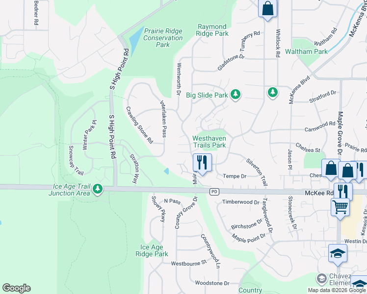 map of restaurants, bars, coffee shops, grocery stores, and more near 5 Sedona Court in Madison