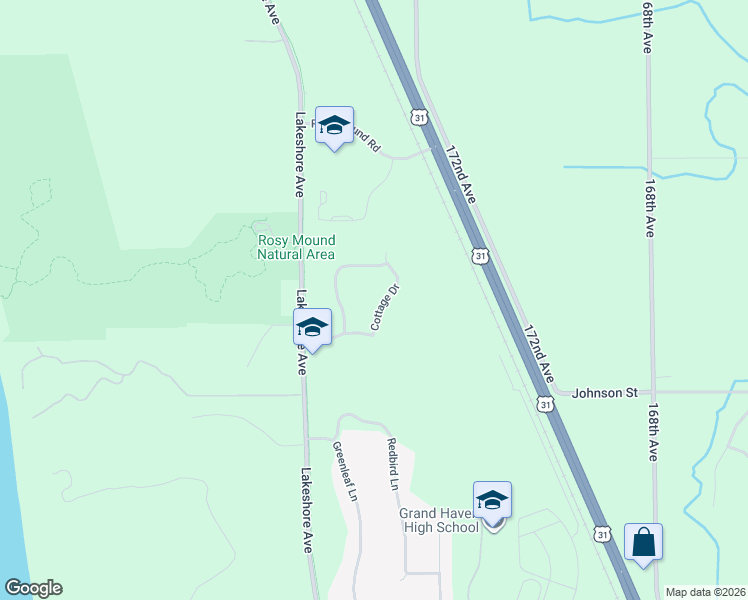 map of restaurants, bars, coffee shops, grocery stores, and more near 13751 Cottage Drive in Grand Haven