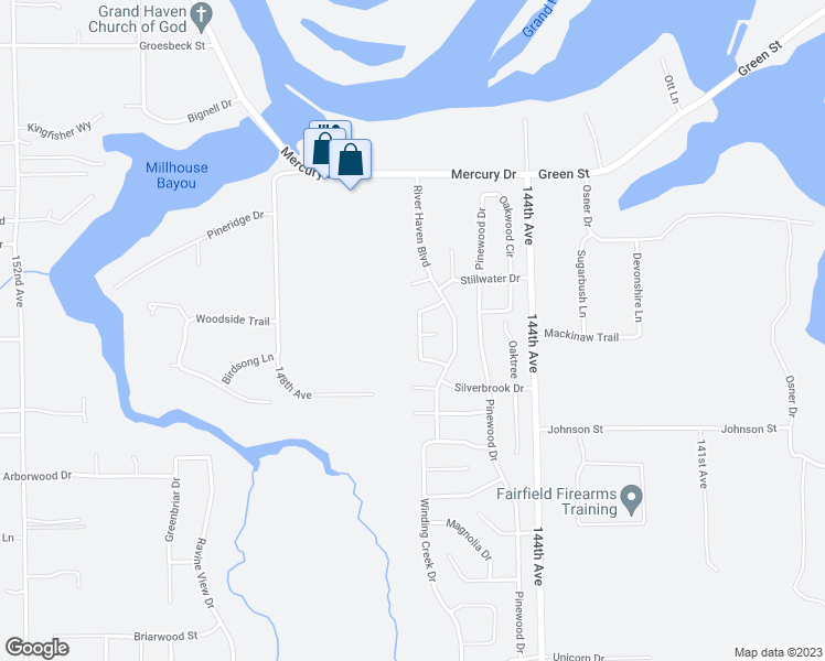 map of restaurants, bars, coffee shops, grocery stores, and more near 13621 Clearwater Lane in Grand Haven
