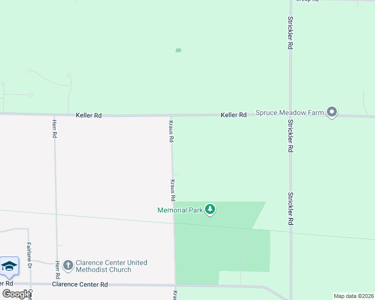 map of restaurants, bars, coffee shops, grocery stores, and more near 6285 Kraus Road in Clarence Center