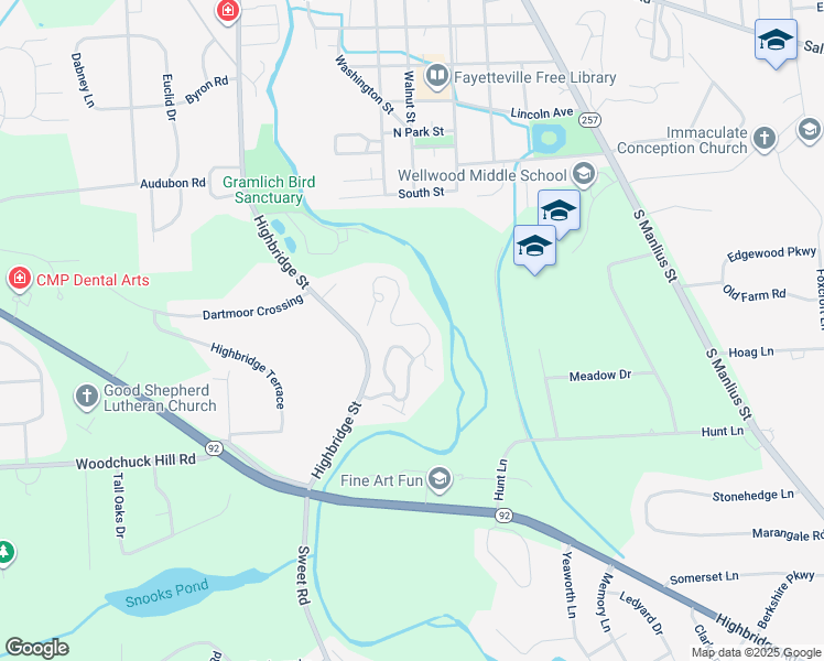 map of restaurants, bars, coffee shops, grocery stores, and more near 32 Wild Wood Ridge in Fayetteville