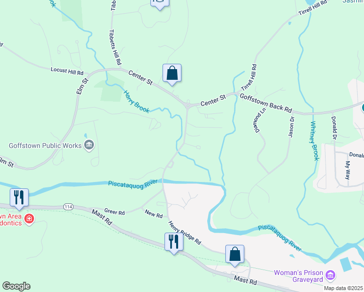 map of restaurants, bars, coffee shops, grocery stores, and more near 106 Henry Bridge Road in Goffstown