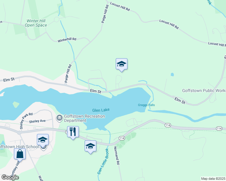 map of restaurants, bars, coffee shops, grocery stores, and more near 251 Elm Street in Goffstown