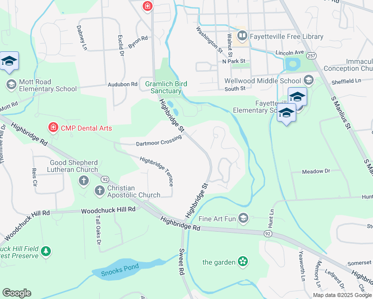 map of restaurants, bars, coffee shops, grocery stores, and more near 5125 Highbridge Street in Fayetteville