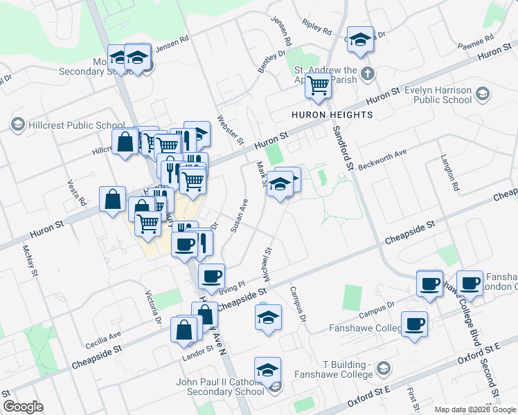 map of restaurants, bars, coffee shops, grocery stores, and more near 113 Mark Street in London