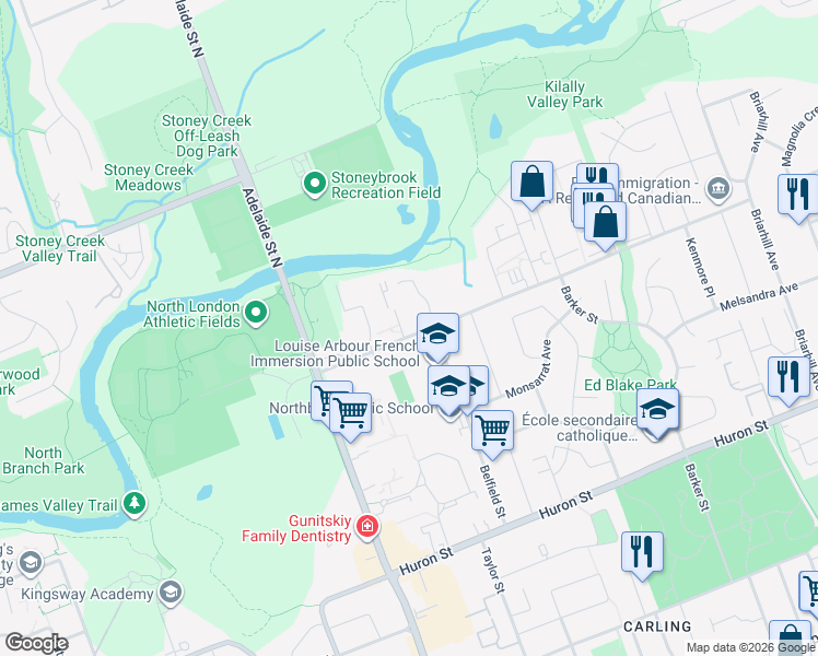 map of restaurants, bars, coffee shops, grocery stores, and more near 800 Kipps Lane in London