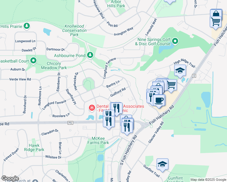map of restaurants, bars, coffee shops, grocery stores, and more near 3011 Purdy Station Road in Fitchburg