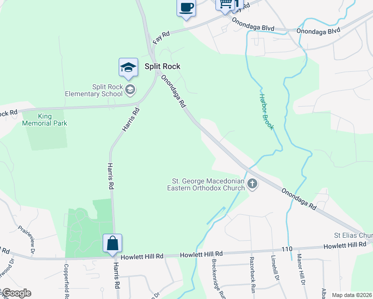 map of restaurants, bars, coffee shops, grocery stores, and more near 5145 Onondaga Road in Syracuse