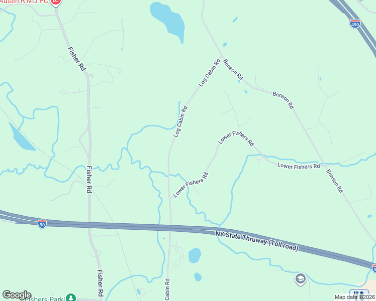 map of restaurants, bars, coffee shops, grocery stores, and more near 375 Log Cabin Road in Victor
