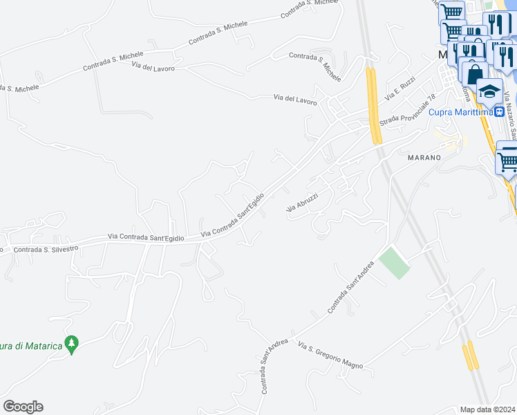 map of restaurants, bars, coffee shops, grocery stores, and more near 31 Contrada San Vincenzo in Provincia di Ascoli Piceno