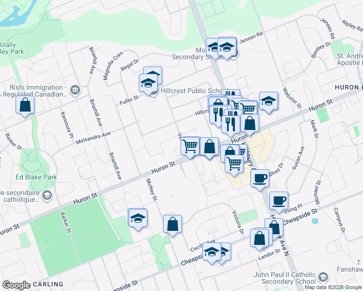 map of restaurants, bars, coffee shops, grocery stores, and more near in London
