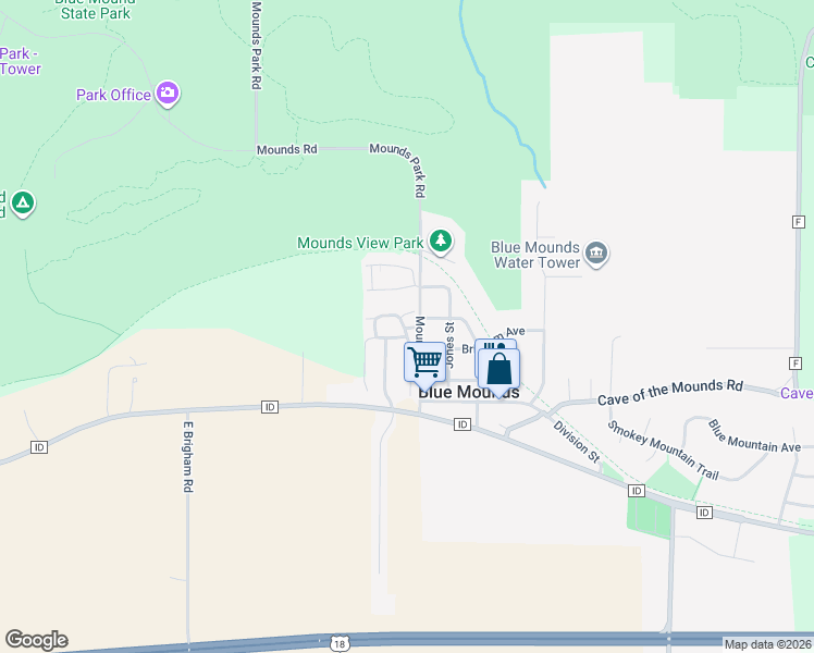 map of restaurants, bars, coffee shops, grocery stores, and more near 60 Apple Hill Drive in Blue Mounds