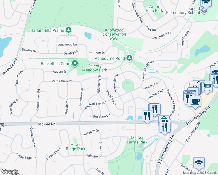 map of restaurants, bars, coffee shops, grocery stores, and more near 3028 Stamford Place in Fitchburg