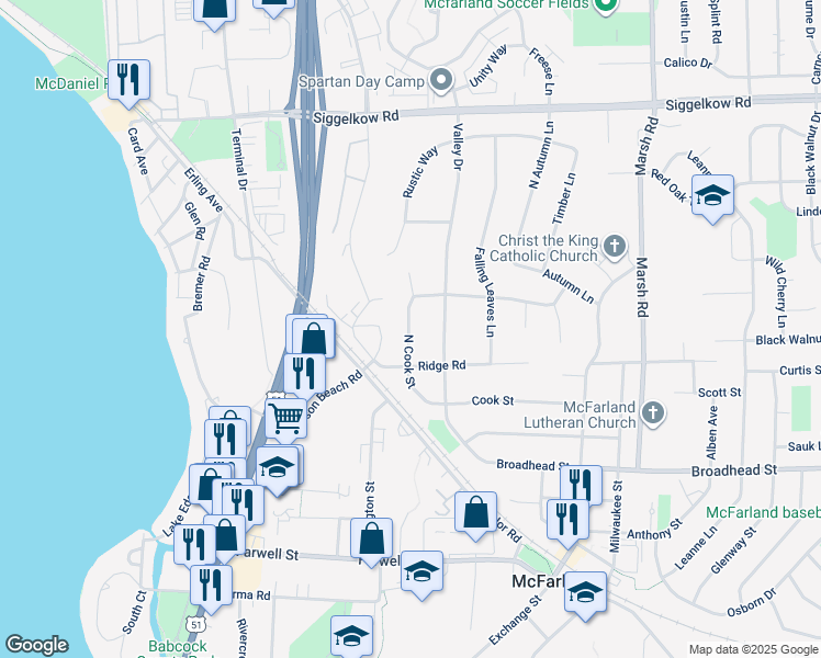 map of restaurants, bars, coffee shops, grocery stores, and more near 5311 North Cook Street in McFarland