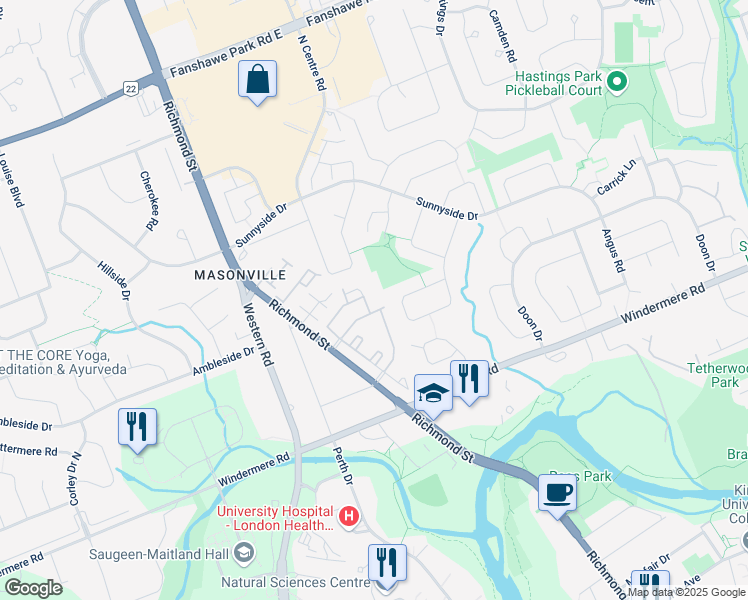 map of restaurants, bars, coffee shops, grocery stores, and more near 1510 Richmond Street in London