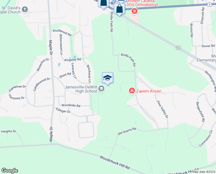 map of restaurants, bars, coffee shops, grocery stores, and more near 6845 Edinger Drive in Fayetteville